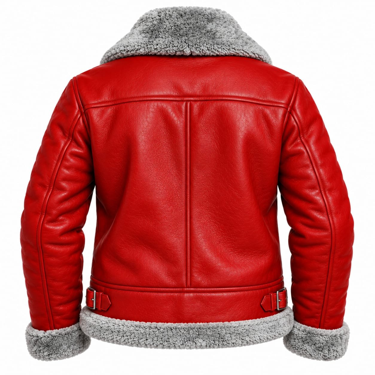 Men’s Red Leather Shearling Jacket | Genuine Leather Aviator B3 Winter Coat - Image 2