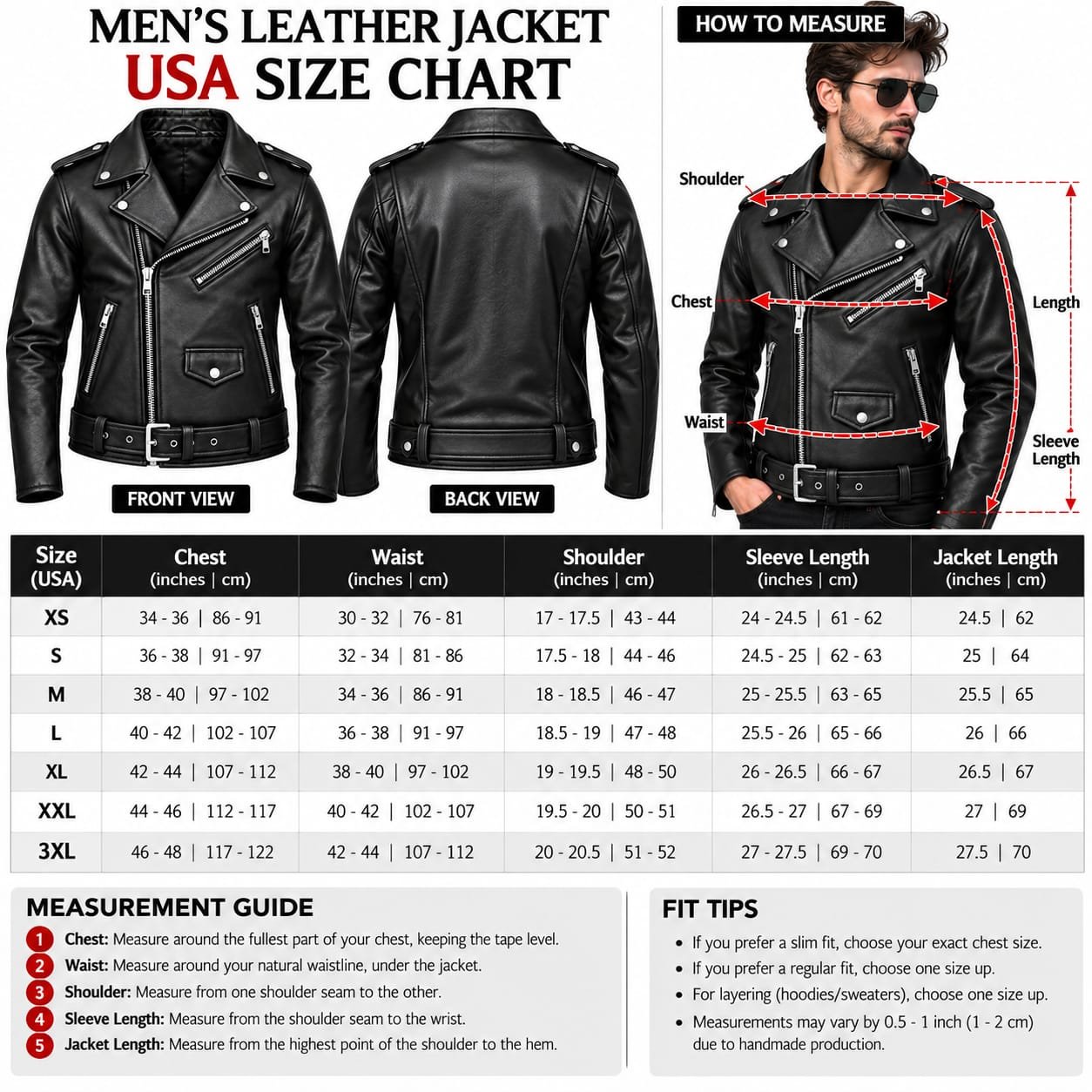 Men's Black Leather Biker Jacket | Motorcycle Jacket - Image 5