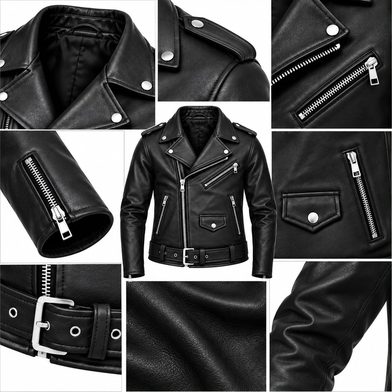 Men's Black Leather Biker Jacket | Motorcycle Jacket - Image 3