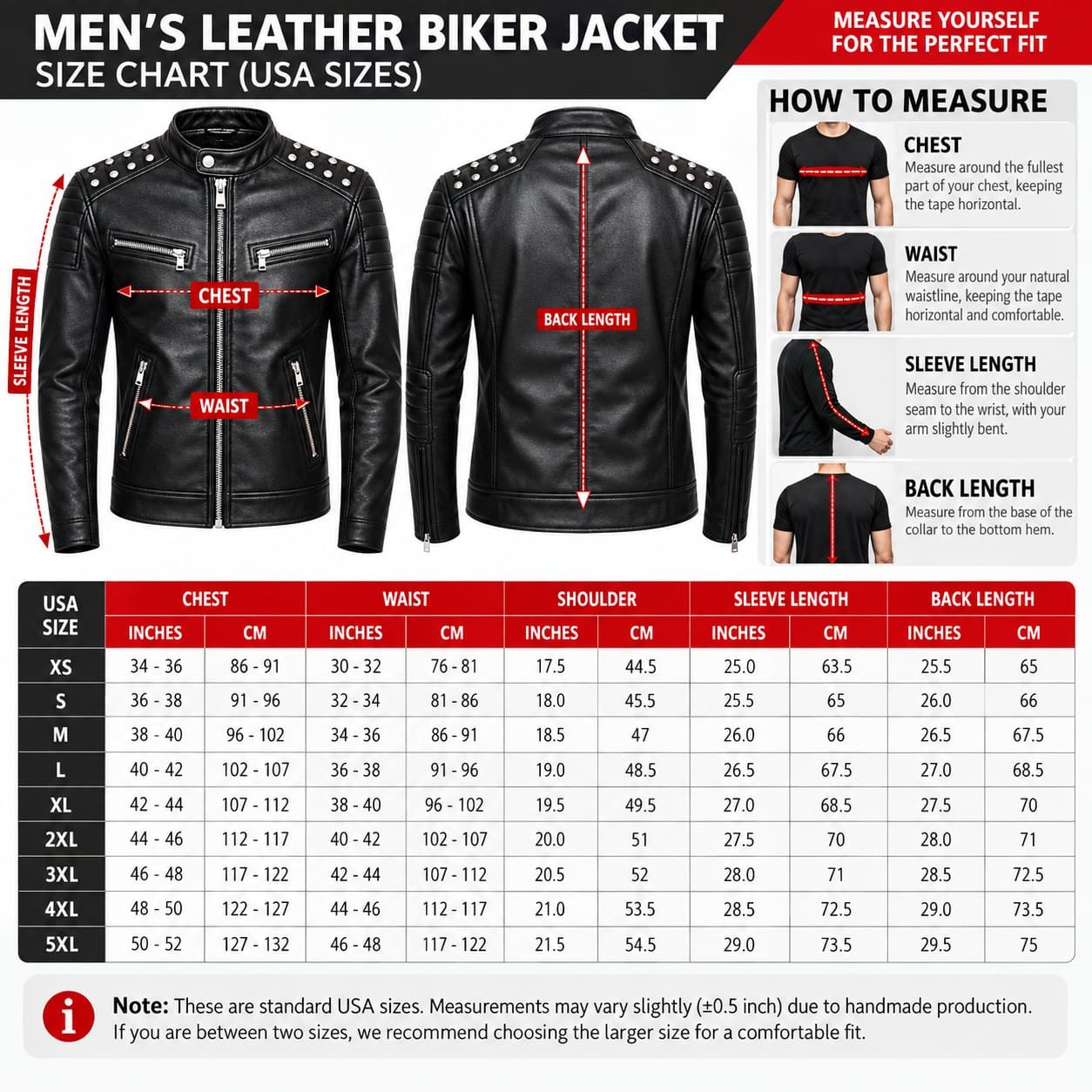 Black Studded Leather Biker Jacket | Men's Motorcycle Jacket with Quilted Shoulders - Image 6