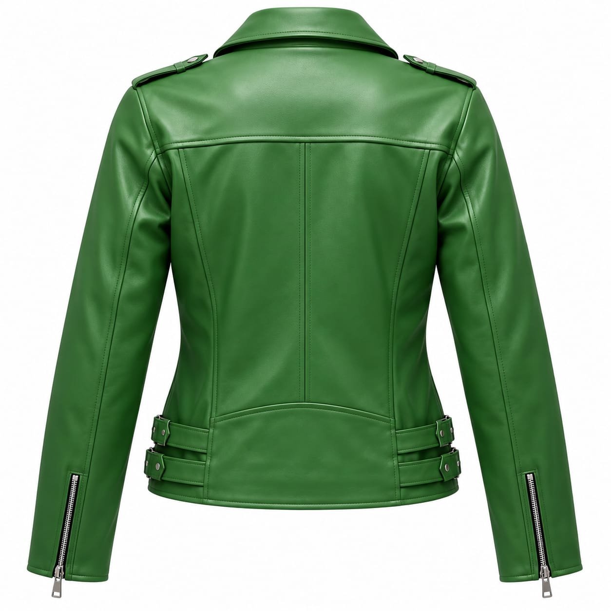 Women's Emerald Green Leather Biker Jacket - Genuine Lambskin Moto Jacket | Zentro Leather - Image 2