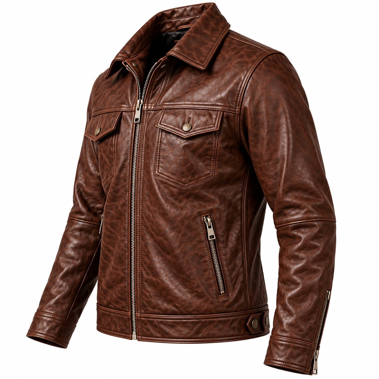 Men’s Vintage Brown Leather Jacket | Classic Leather Bomber Jacket - Image 3