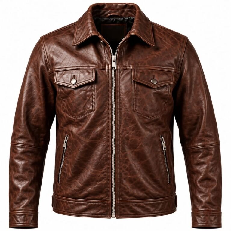 Men’s vintage brown leather jacket
