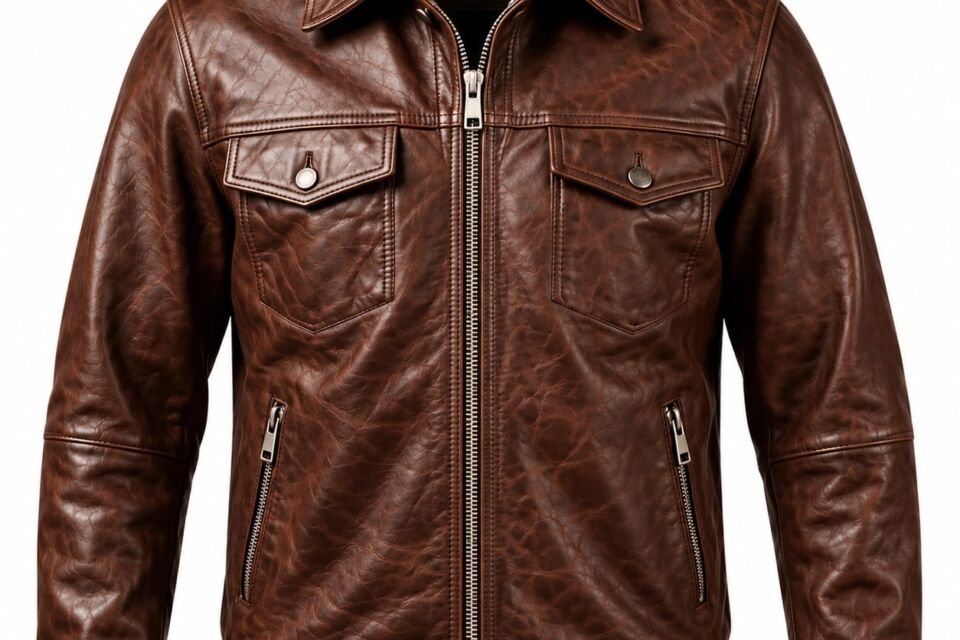 Men’s vintage brown leather jacket