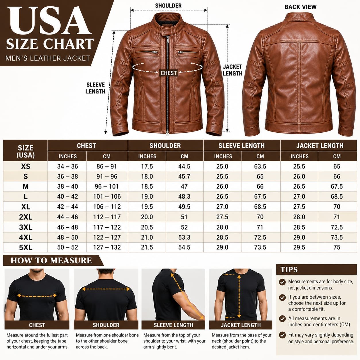 Men’s Brown Leather Jacket with Zip Pockets - Image 6