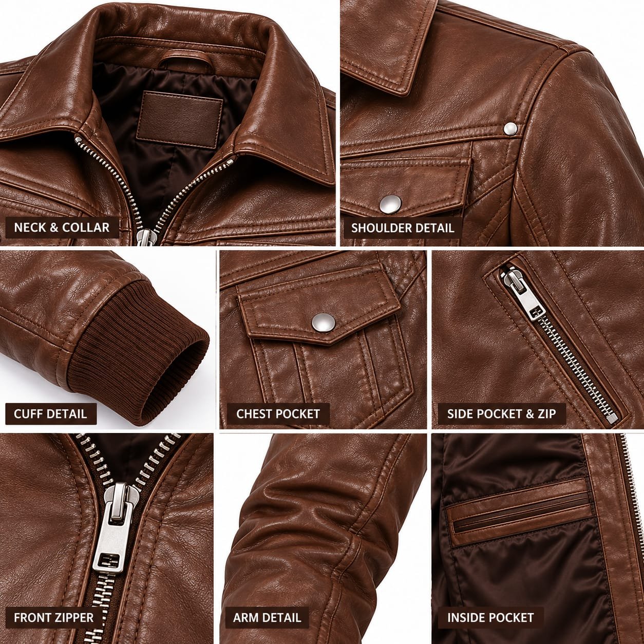 Women’s Brown Leather Bomber Jacket | Vintage Zip-Up Flight Jacket - Image 5