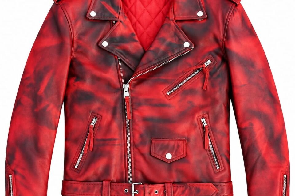 red biker jacket