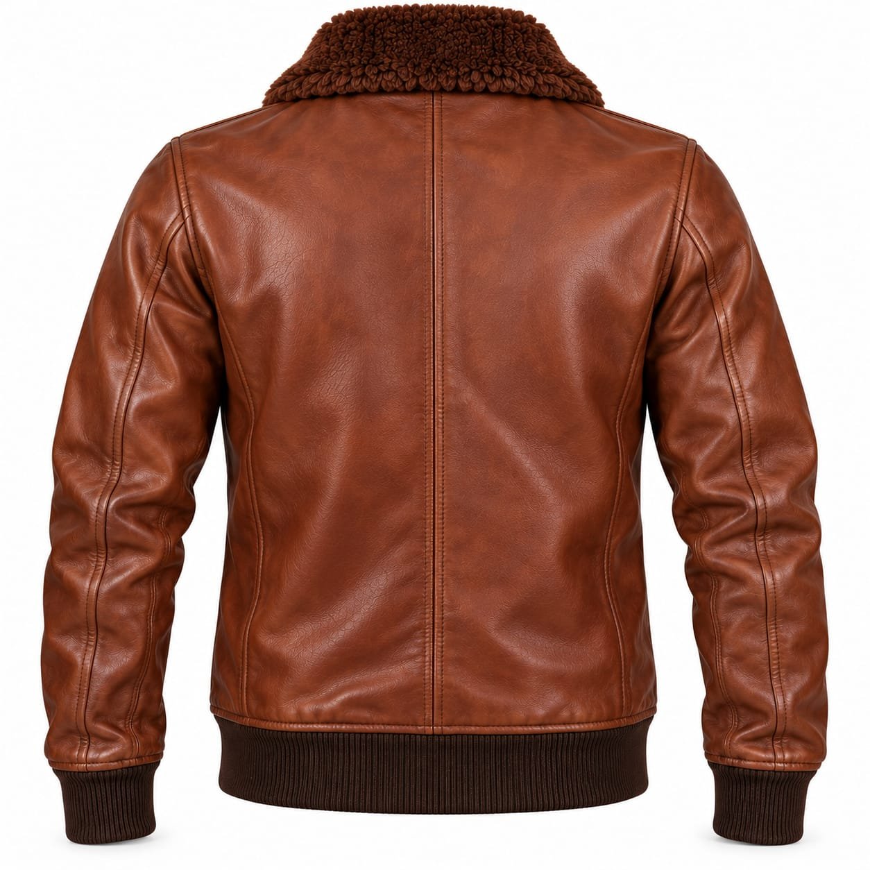Men’s Brown Shearling Leather Bomber Jacket with Fur Collar | Classic Aviator Jacket - Image 2