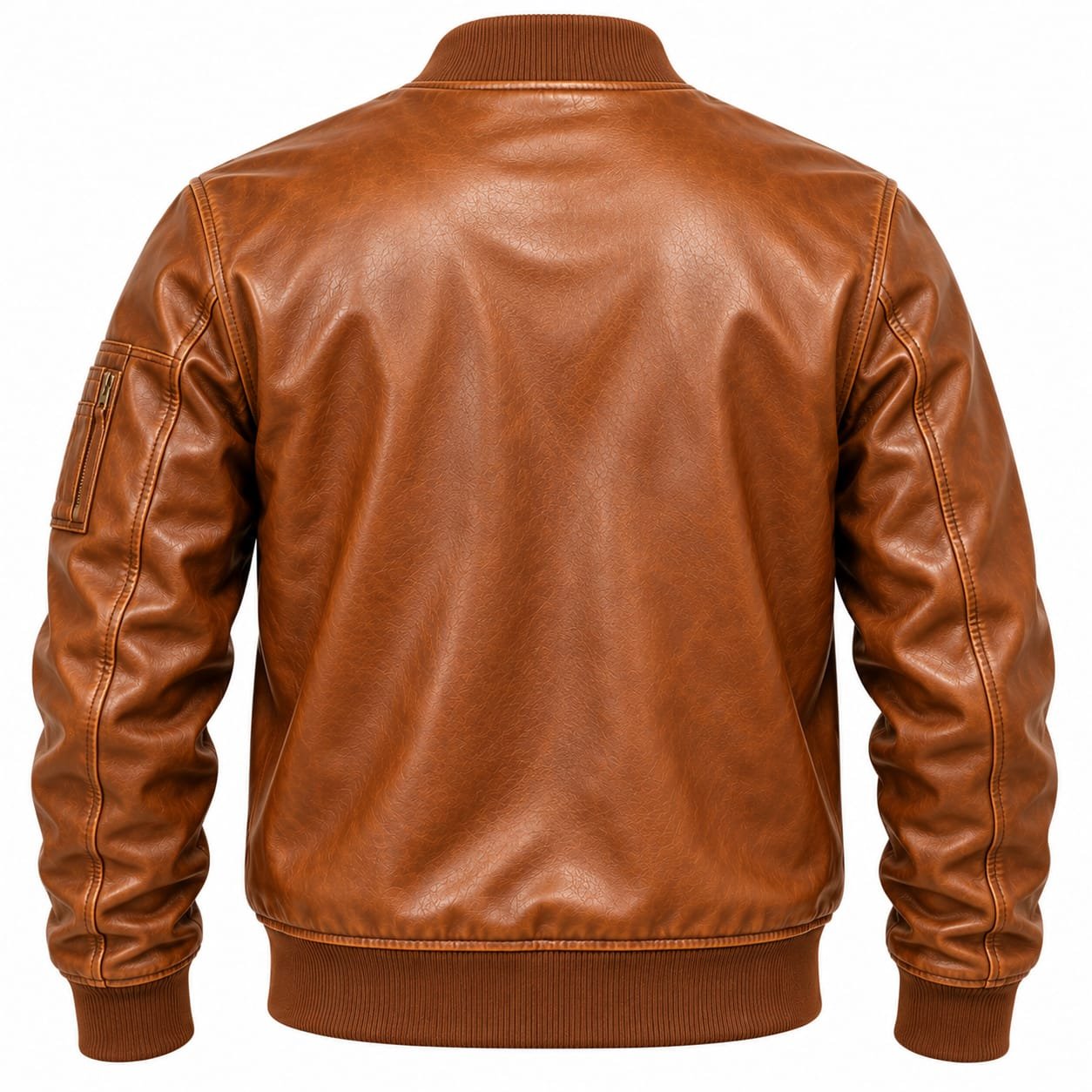 men's brown leather bomber jacket