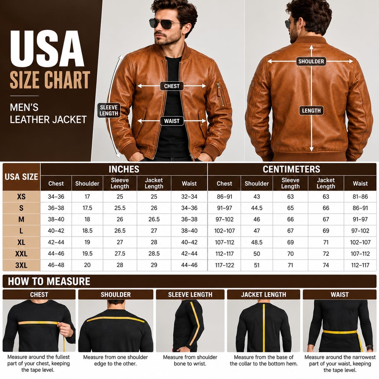 Men’s Brown Leather Bomber Jacket | Classic Ribbed Leather Jacket - Image 6